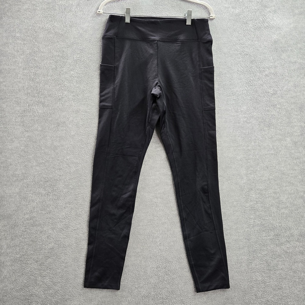 Pink Victorias Secret Women Activewear Pants L Black Logo Recycled Polyester
